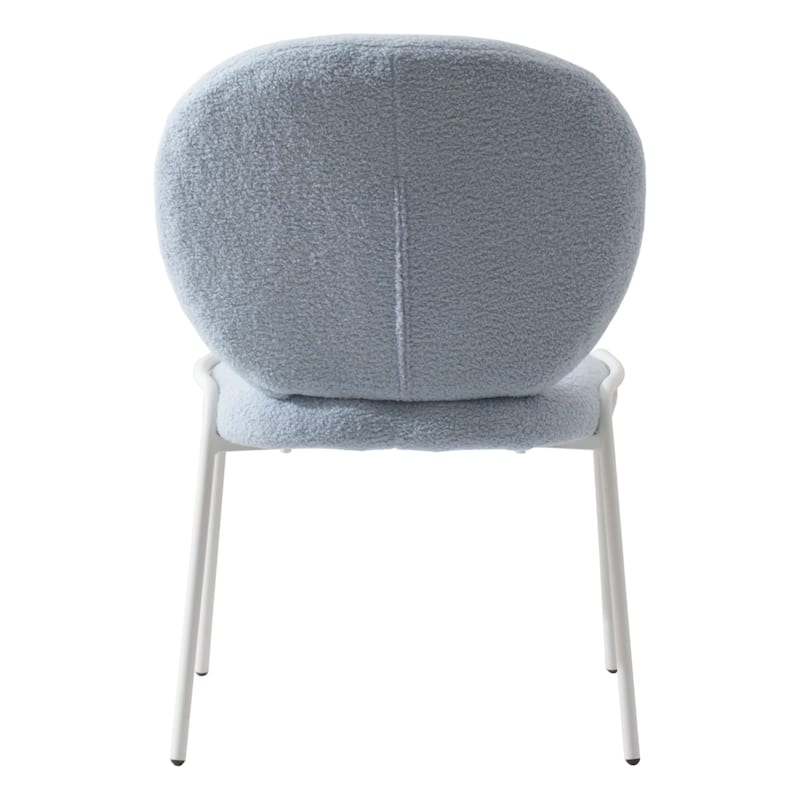 Celestial Modern Boucle Dining Chairs - Upholstered Accent Side Chairs with White Powder-Coated Iron Frame Set of 2