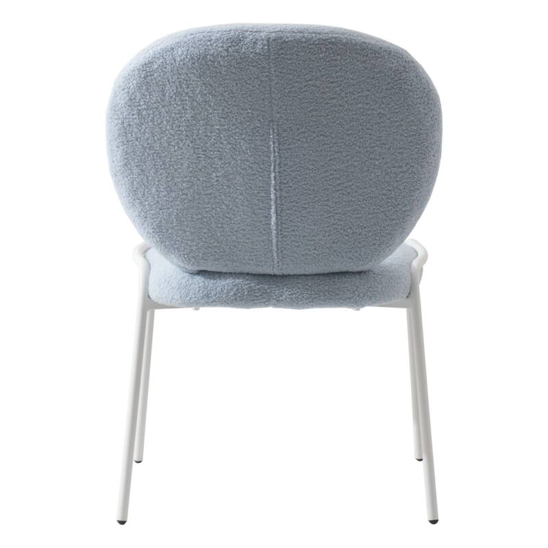 Celestial Modern Boucle Dining Chairs - Upholstered Accent Side Chairs with White Powder-Coated Iron Frame Set of 4