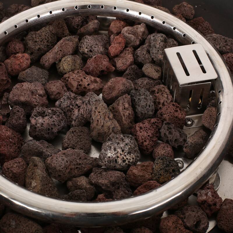 Roomfitters Outdoor Square Propane Fire Pit Table, 31'' WPC Base Gas Fireplace with 40,000 BTU Burner and Lava Rocks