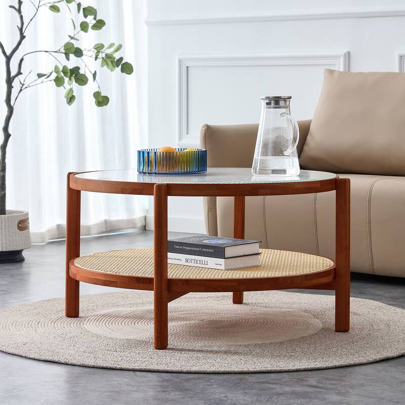 Modern minimalist circular double-layer coffee table