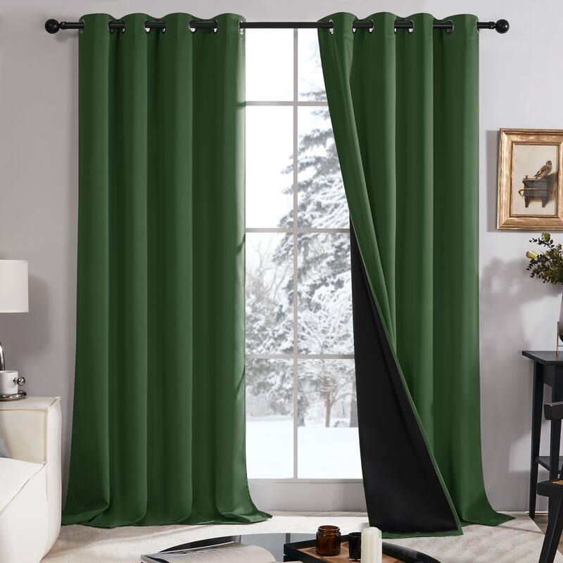 Deconovo 100 Percent Blackout with Liner Grommet Curtain (2 Panel) - W100 x L108 - Green