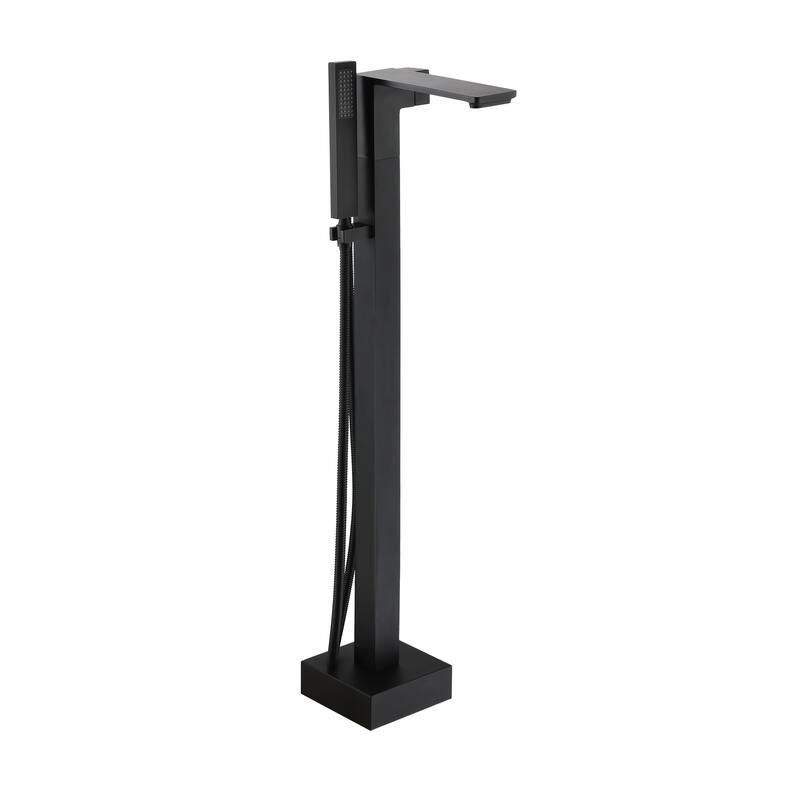 Freestanding Bathtub Faucet With Hand Shower Tub Faucets Floor Mount Tub Filler - Matte Black