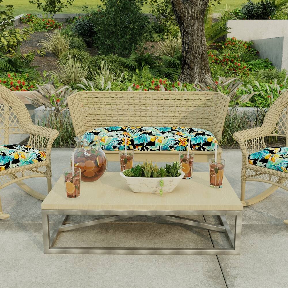 44" x 18" Contoured Outdoor Wicker Bench Cushion - 18'' L x 44'' W x 4'' H