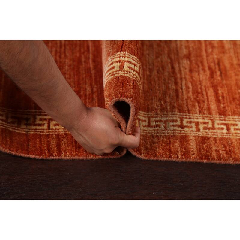 Orange Gabbeh Kashkoli Oriental Runner Rug Hand-knotted Wool Carpet - 2'6" x 8'8"