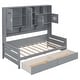 preview thumbnail 12 of 16, Modern Twin Size Wooden Daybed with 2 Drawers, and All-in-One Cabinet and Shelf,Grey