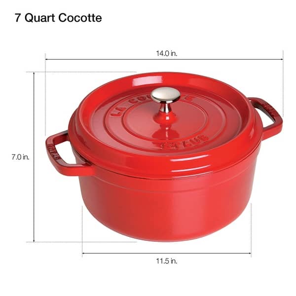 dimension image slide 0 of 8, Staub Cast Iron 7-qt Round Cocotte