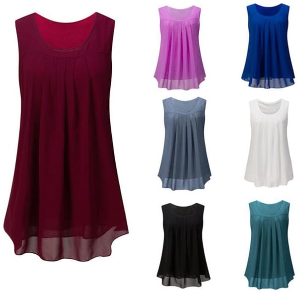 Sleeveless Chiffon Tank Top Double Layers Tunic