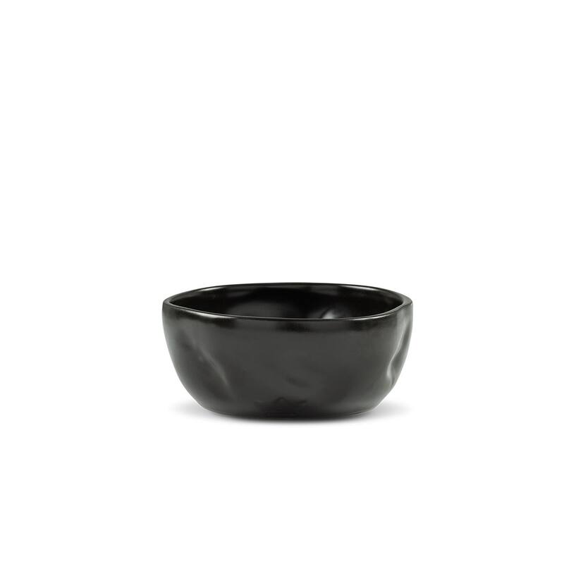 Set of 2 Dented Bowl Med Black Matt - Black Matt