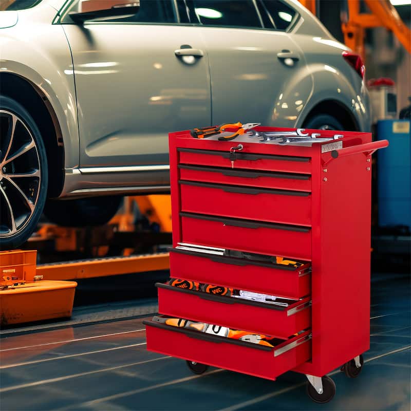 7 Drawer Metal Rolling Tool Cabinet with Wheels and Cylinder Locking