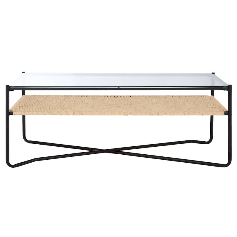 SAFAVIEH Home Omaka 1-Shelf Coffee Table - 47"W x 24"D x 18"H - Natural/Black