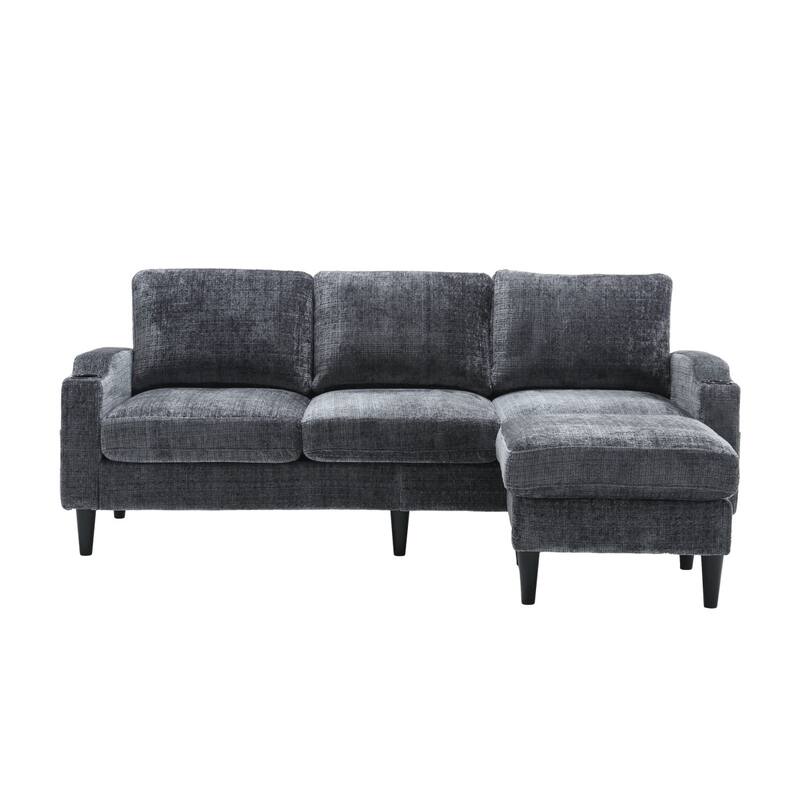 Convertible Sectional Sofa Couch, L-Shape Cozy Sofa Couch Set 4 Seat Sofa Sectional with Storage Ottoman for Living Room