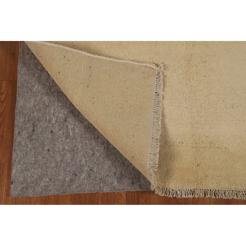 Muted Gold Beige Gabbeh Modern Rug Hand-Knotted Wool Carpet - 3'10"x 6'0"