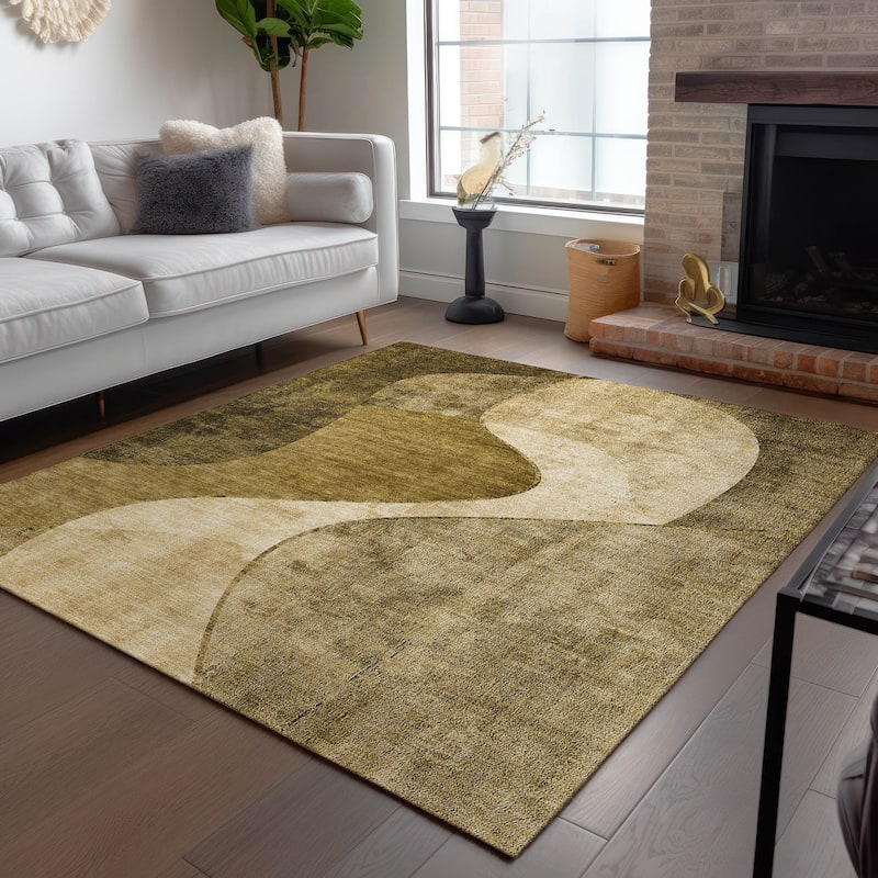 Machine Washable Indoor/ Outdoor Chantille Modern Abstract Rug