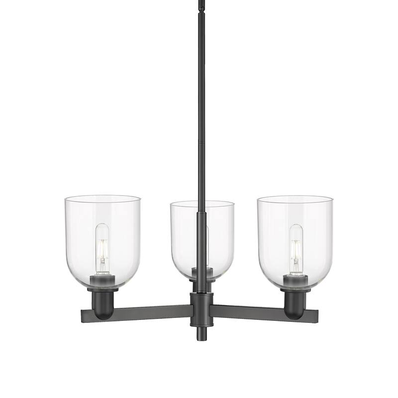 Innovations Lighting 716-3CR-12-28 Bella Chandelier Bella 3 Light 28" - Matte Black / Clear