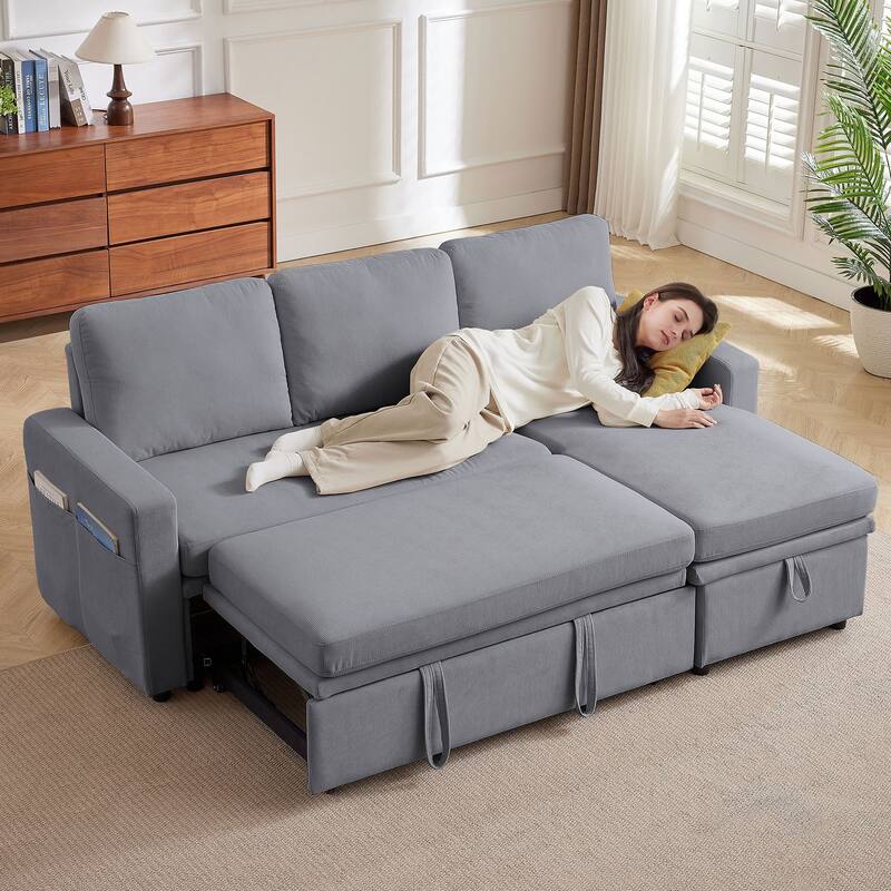 78.94" Pin Striped Fabric Sleeper Sofa