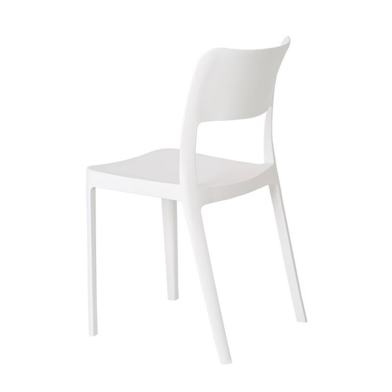 HomeRoots Set of Two White Heavy Duty Plastic Outdoor Stacking Accent Chairs