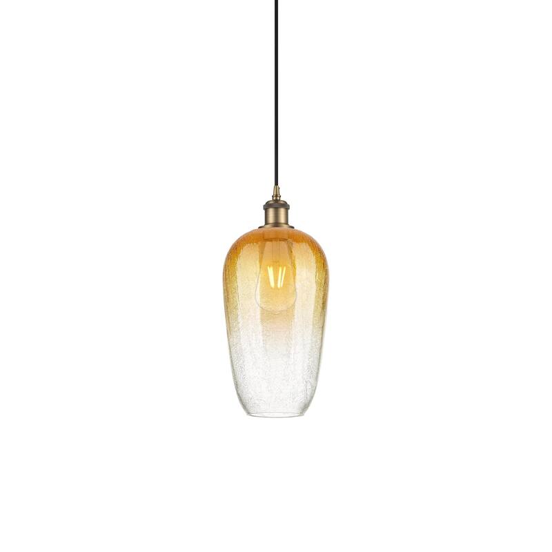 Innovations Lighting 516-1P-15-7 Brookhaven Flute Pendant Brookhaven - Brushed Brass / Amber