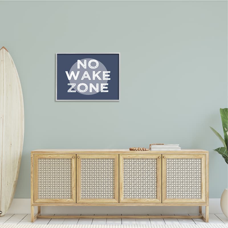 Stupell No Wake Zone Circular Background Grunge Textured Words Framed Wall Art, Design by Daphne Polselli - Blue