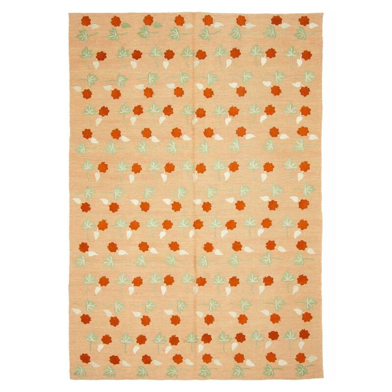 ECARPETGALLERY Flat-Weave Ankara FW Cream Silk, Wool Kilim - 5'11 x 8'8 - Cream - 5'11 x 8'8