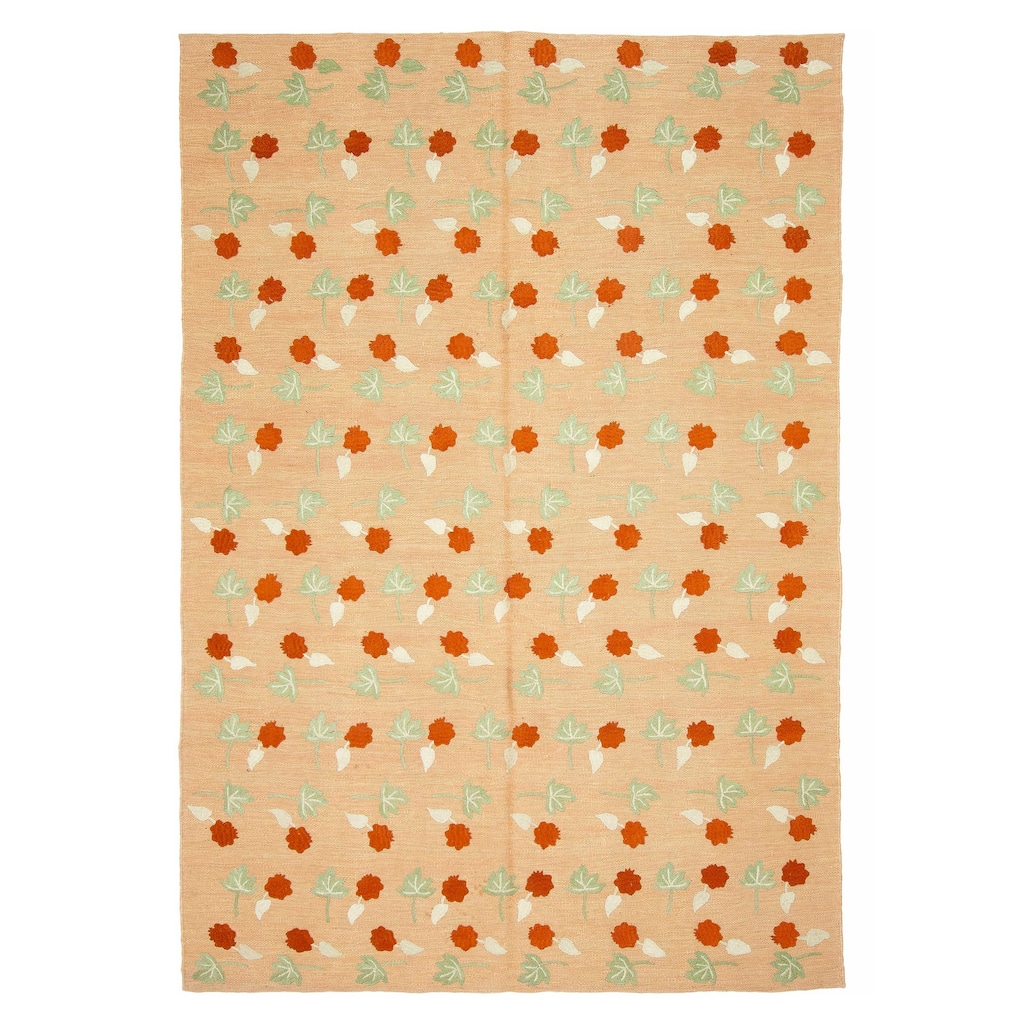 ECARPETGALLERY Flat-Weave Ankara FW Cream Silk, Wool Kilim - 5'11 x 8'8