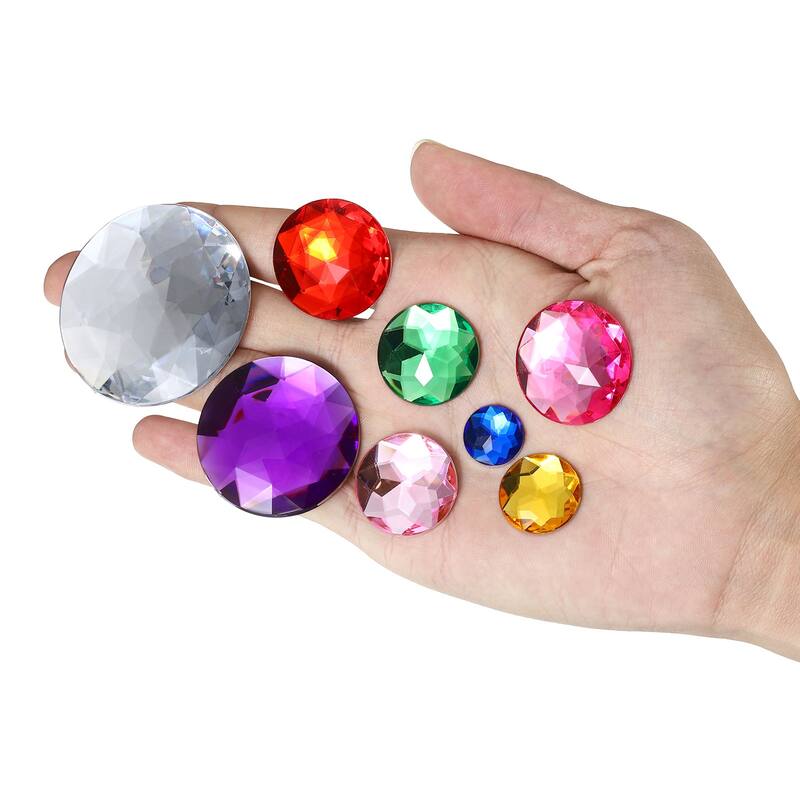 25mm Flat Back Round Acrylic Rhinestones, 100 Pack Plastic Circle Gems