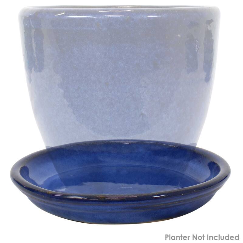 Sunnydaze Set of 2 Glazed Ceramic Planter Saucers - 9"