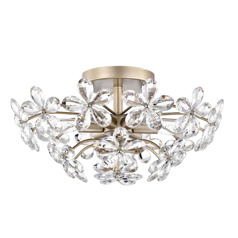 Rosa 6-Light Brushed Silver-ish Champagne Flower Crystal Flush Mount