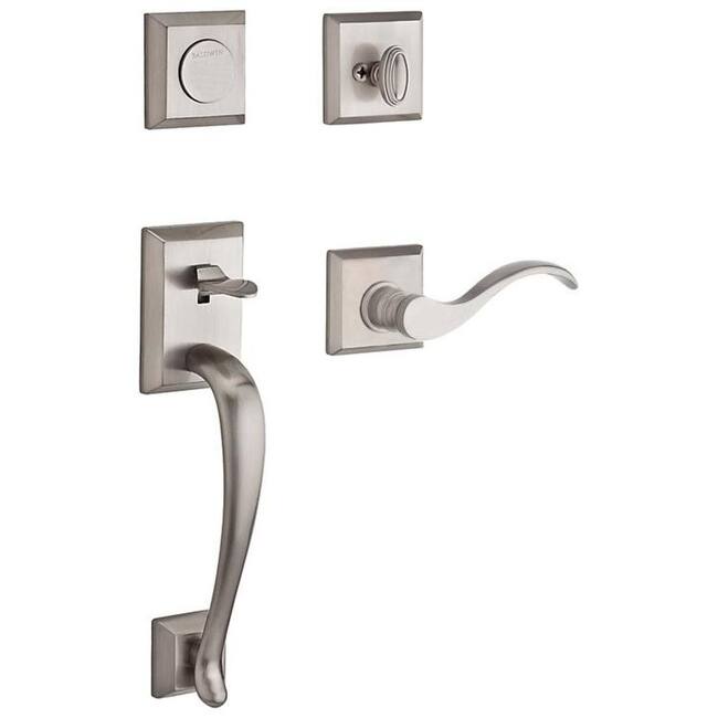 Baldwin Napa Left Handed Dummy Handleset with Traditional Square Rose - Satin Nickel