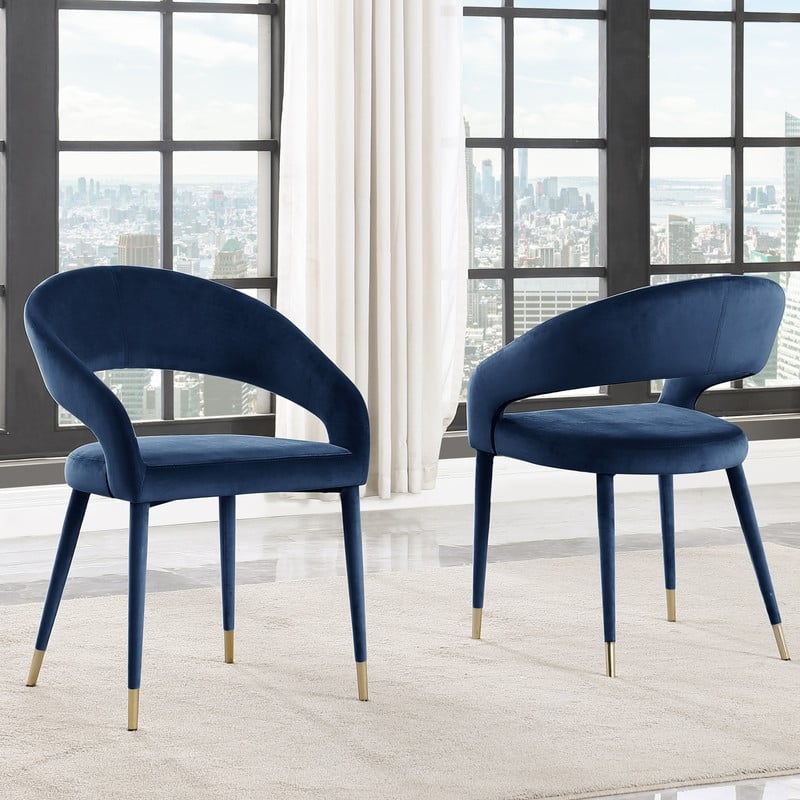 Best Master Furniture Ellis Contemporary Velvet Upholstered Dining Chair with Gold Accent (Set of 2)