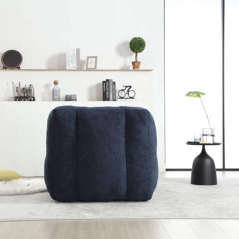 Fluffy Bean Bag Chair with Memory Foam and Ottoman, Super Soft Velvet Bean Bag for Adults & Kids, Comfortable Lazy Sofa