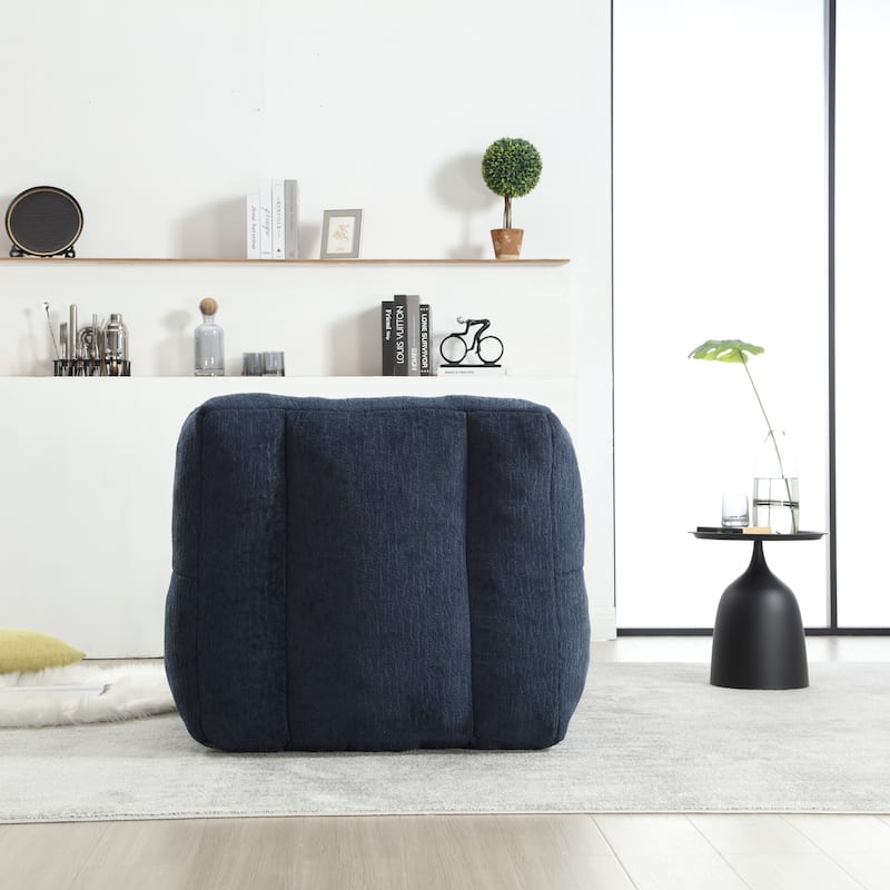 Modern Velvet Fluffy Bean Bag Chair with Ottoman, Set of 1
