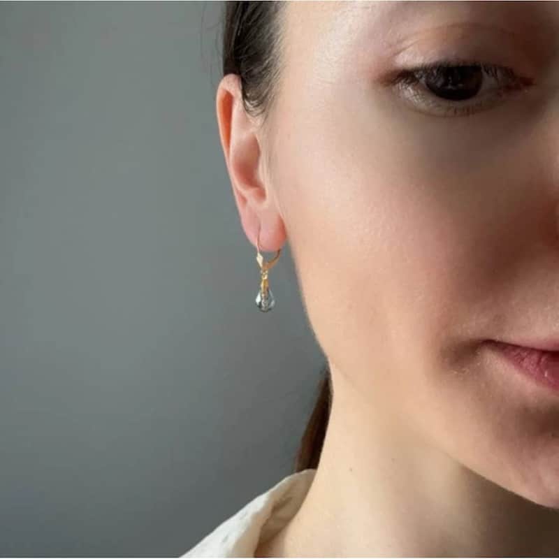 Curata 14k Yellow or White Gold Briolette Clear Crystal Leverback Earrings -28X6mm