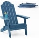 preview thumbnail 9 of 10, WINSOON All Weather HIPS Outdoor Set of 8 Folding Adirondack Chairs Garden Patio Chairs Fire Pit Chairs Navy x 8