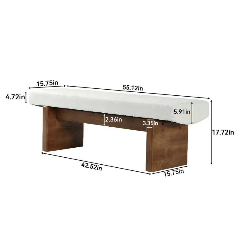 Solid Wood Upholstered Entryway Bench, Bedroom Bed End Foyer Accent Bench Dining Kitchen Bench for Living Room