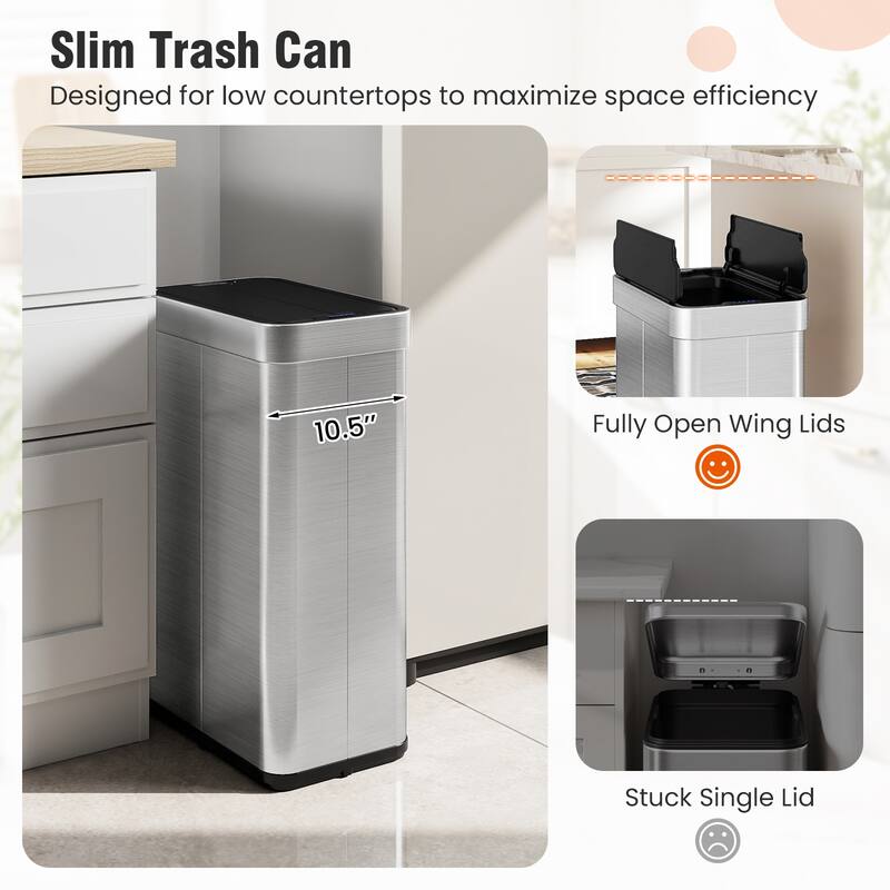 Gymax 16 Gallon Trash Can w/Wing Lids for Bedroom Bathroom Kitchen