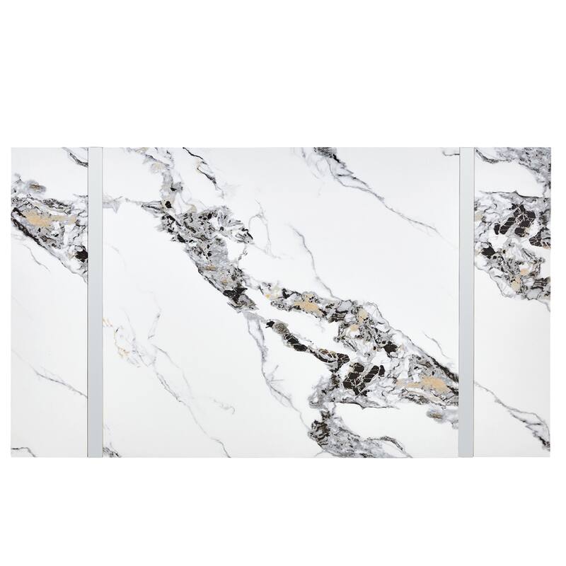 Modern Dining Table, 55 inch Faux Marble Kitchen Table for 4 People