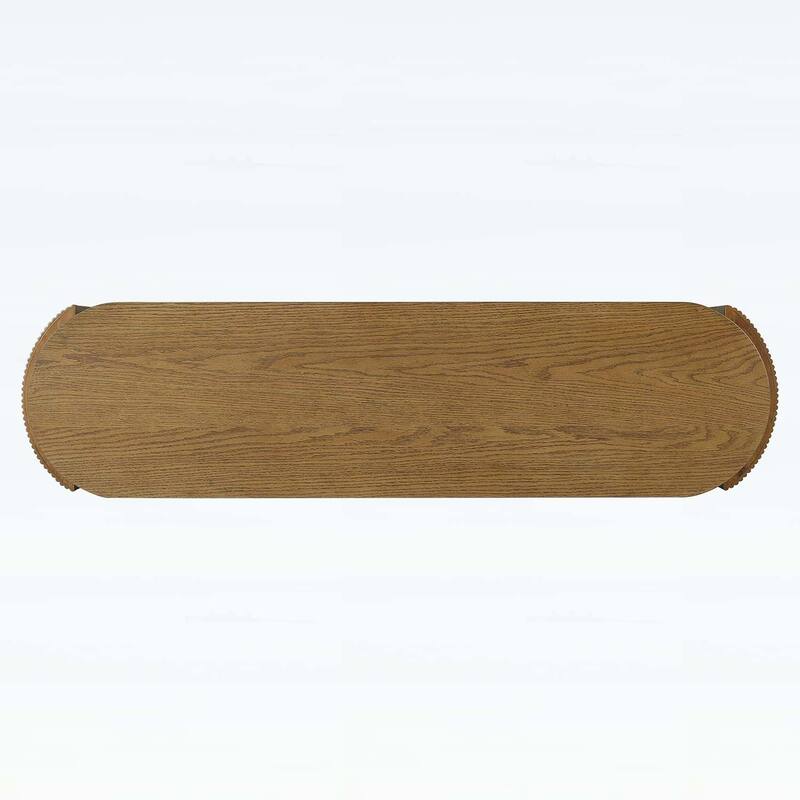 Console Table with Fluted Legs,Oval Top and 2 Drawers for Modern and Elegant Living Spaces