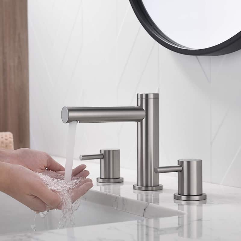 Circular 8" Bathroom Sink Widespread Faucet with Drain Assembly