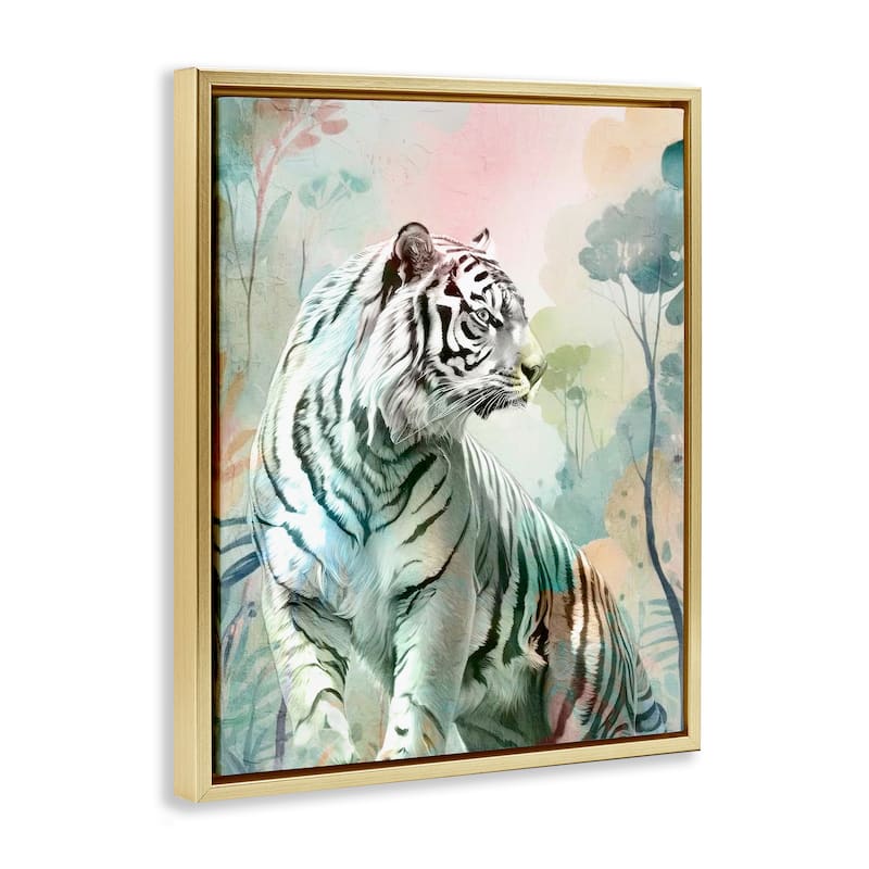Stupell Soft Gazing Tiger Framed Floater Canvas Wall Art Design By Kim Allen