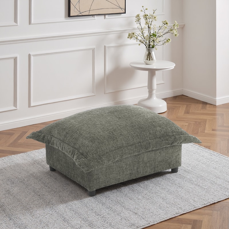 Modern Chenille Cloud Accent Ottoman - Gray