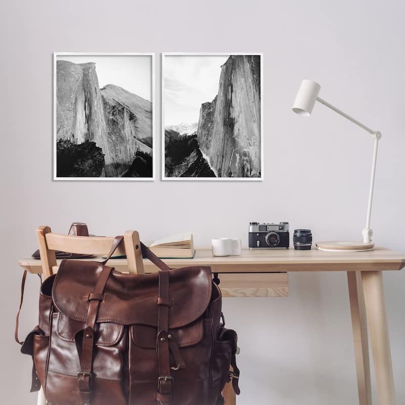 Stupell Monochrome Yosemite Cliffs Framed Giclee Art Design By Gemma Bardot (Set of 2)