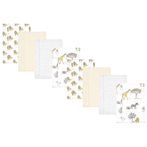 slide 1 of 1, Hudson Baby Cotton Poly Flannel Burp Cloths 8-Pack, Neutral Safari World, One Size - Neutral Safari World 8-Pack - One Size One Size - Neutral Safari World 8-Pack