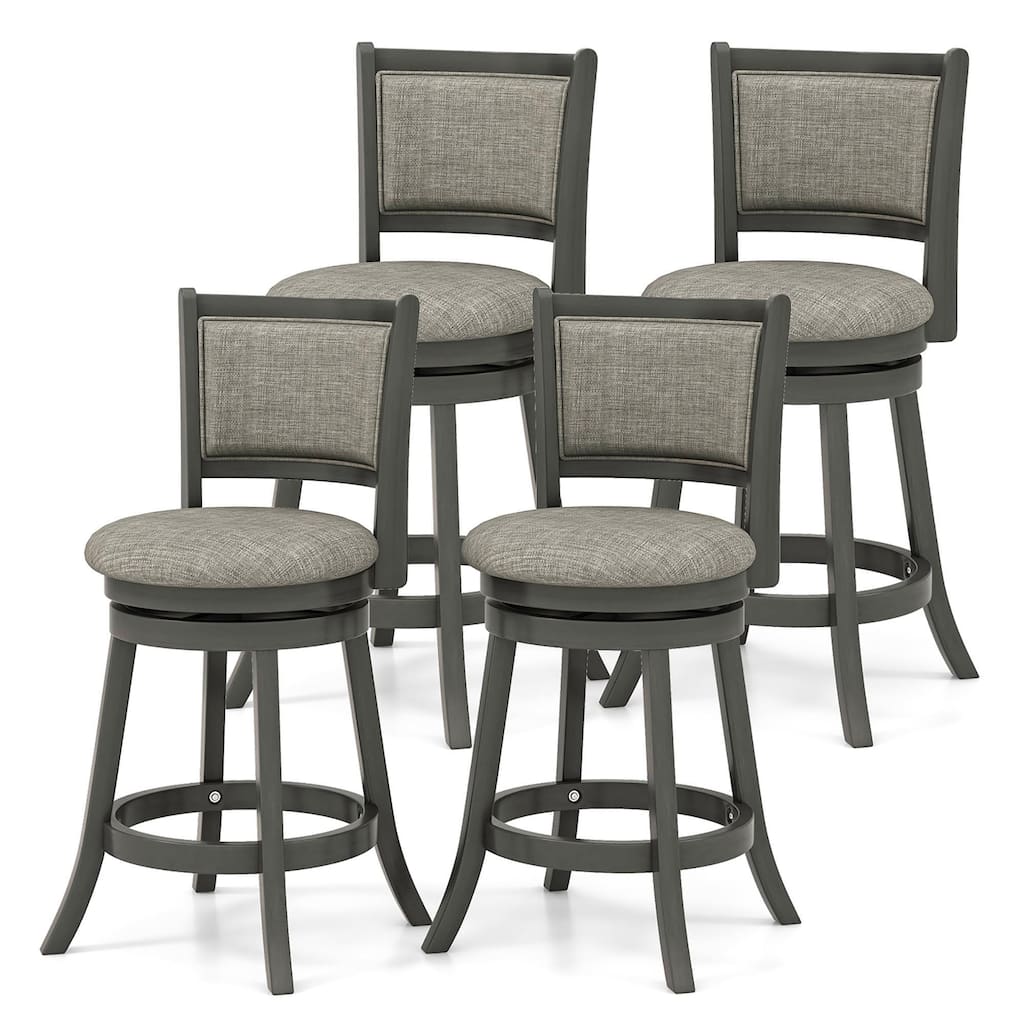 Gymax Swivel Bar Stools Set of 4 w/ Soft-padded Back & Seat Sturdy