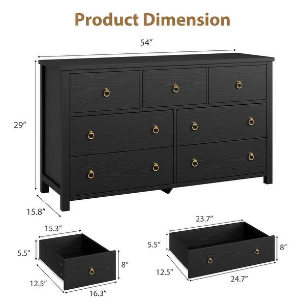 dimension image slide 5 of 7, Drawer Dresser, Modern Clothes Storage Cabinet for Nursery