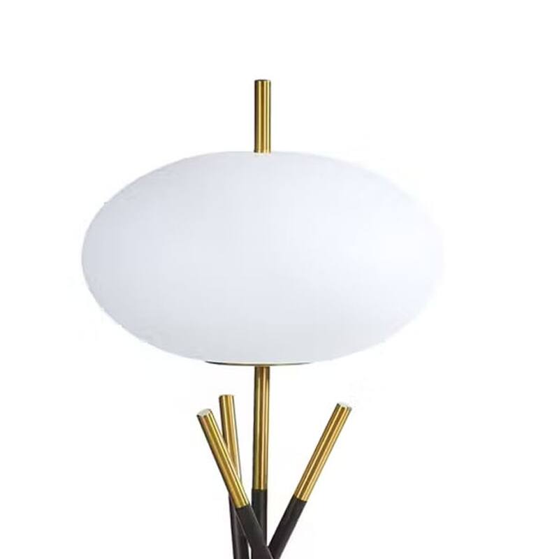 Azy Table Lamp, Frosted White Shade, Tripod Base, Black Gold, 30 Inch