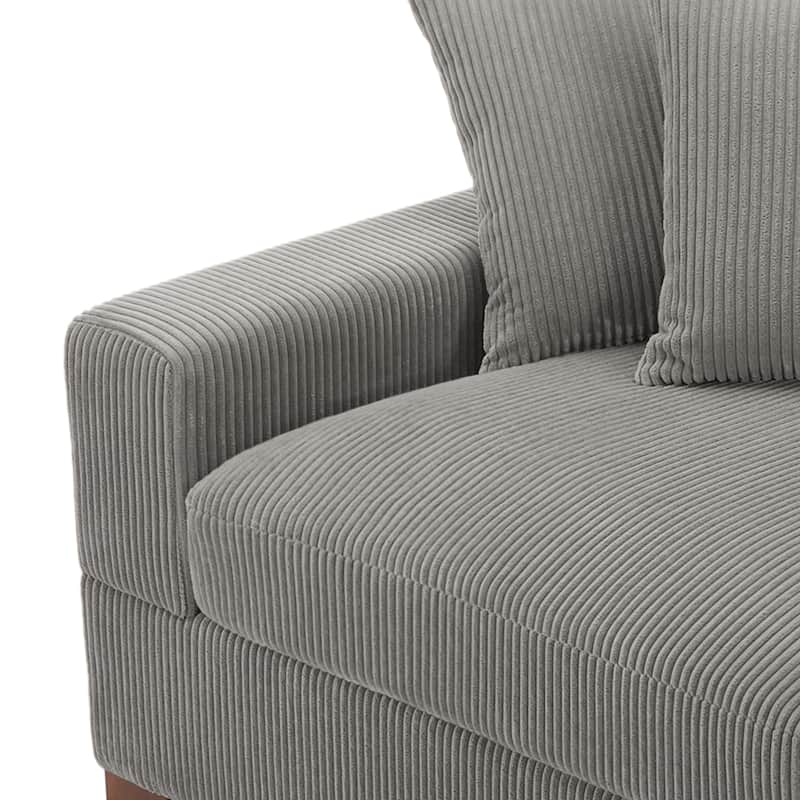 Modern Corduroy Indoor Chaise Lounge Couch with Pillows