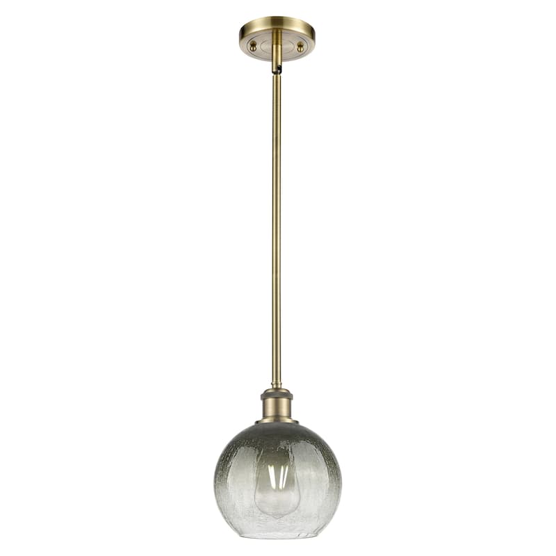 Innovations Lighting Endless Possibilities Ballston - Brookhaven Globe - 1 Light 8" Stem Hung Mini Pendant - Antique Brass/Slate