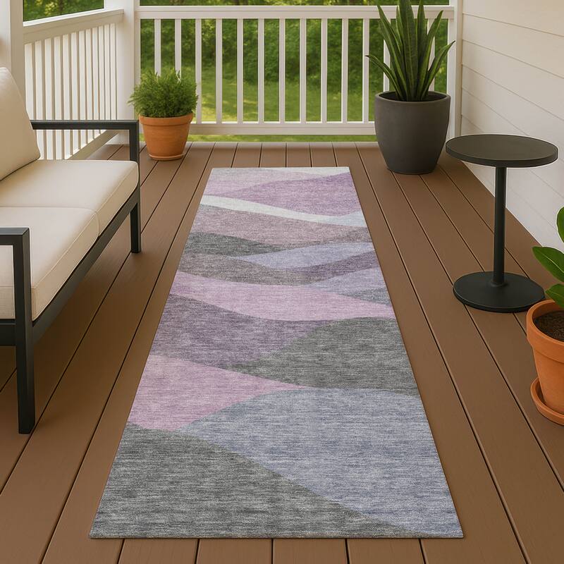 Machine Washable Indoor/ Outdoor Modern Horizon Chantille Rug - Plum - 2'3" x 7'6"