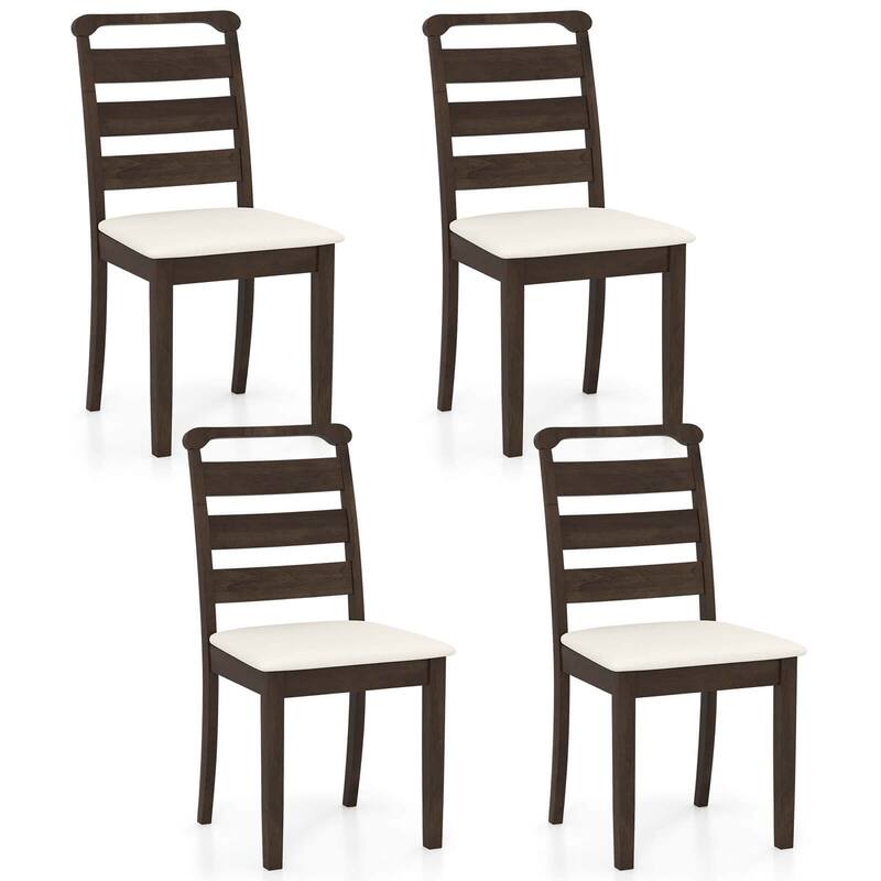 Set of 2/4 Wooden Dining Chairs Upholstered Kitchen Armless Chairs - 4 pcs