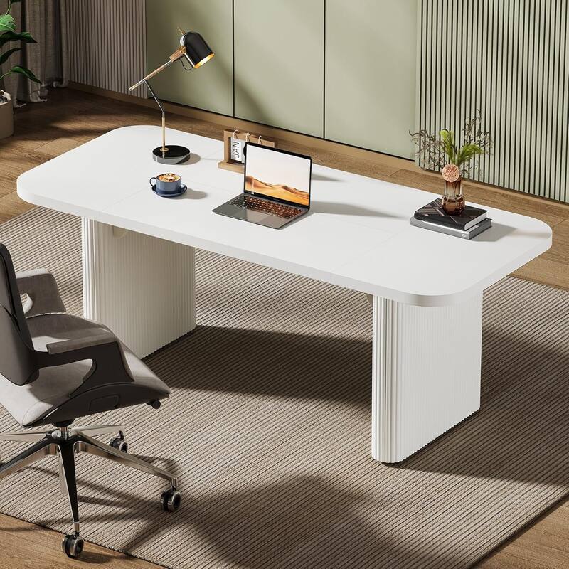 62-Inch Wood Rectangular Executive Desk Large Modern Conference Table for Home Office Boardroom